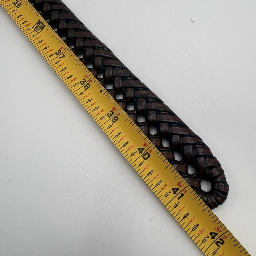 Men's Brown Genuine Leather Woven Braided Belt Size 36/90 Basketweave